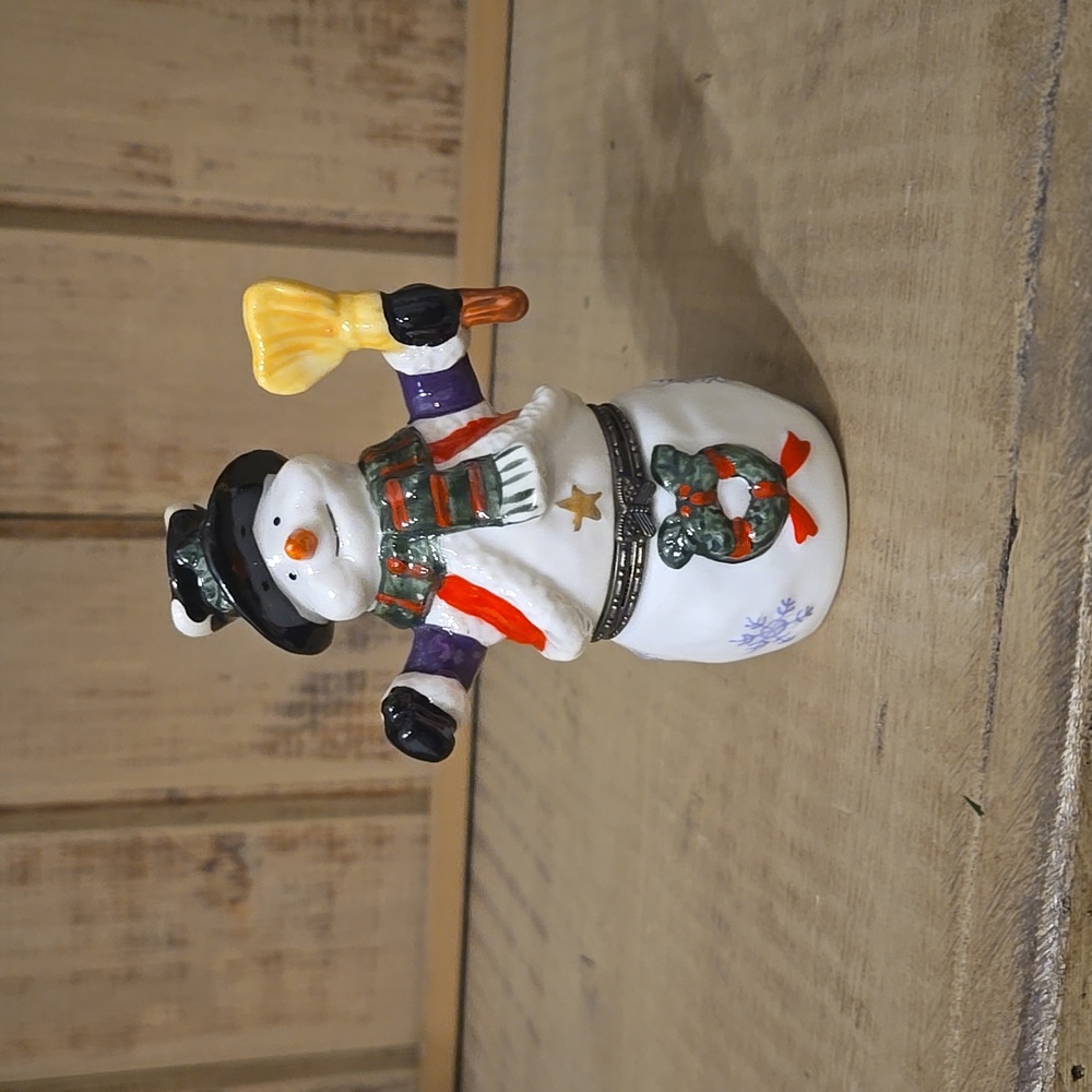 Snowman Christmas Winter Hinged Trinket Box
